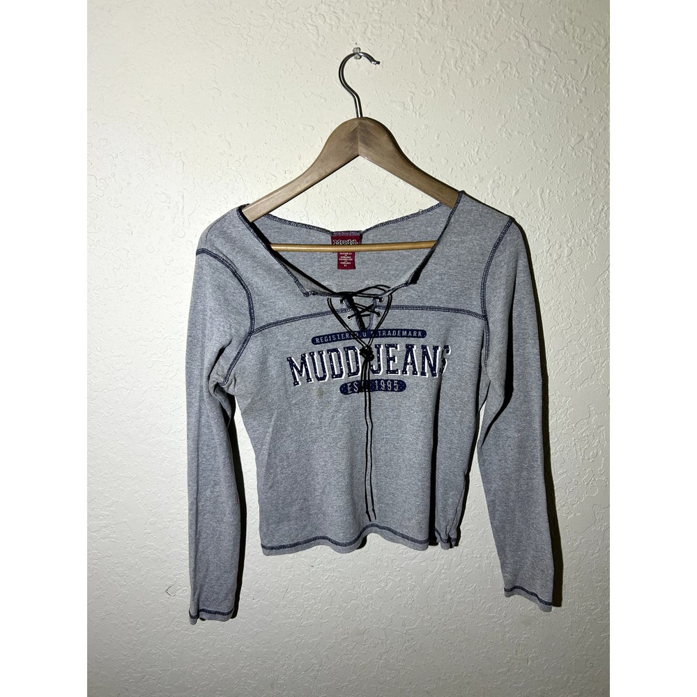 Mudd Jeans Est. 1955 Y2K Gray/Blue Long Sleeve Tee Size‎ XL